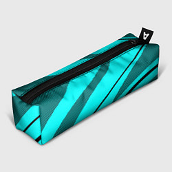 Пенал для ручек Неоновый голубой с чёрным абстракция с полосой, цвет: 3D-принт