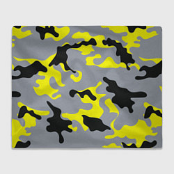 Плед флисовый Yellow & Grey Camouflage, цвет: 3D-велсофт