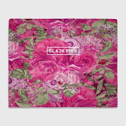 Плед флисовый Black Pink: Abstract Flowers, цвет: 3D-велсофт