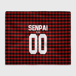 Плед флисовый Senpai 00: Red Grid, цвет: 3D-велсофт