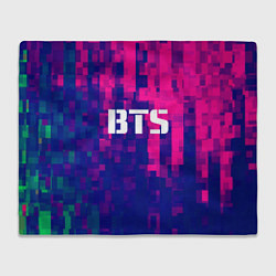 Плед флисовый BTS: Blue & Pink Neon, цвет: 3D-велсофт