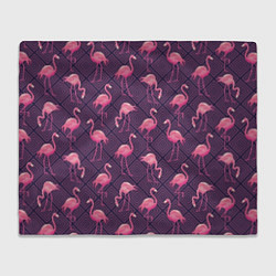 Плед флисовый Фиолетовые фламинго, цвет: 3D-велсофт