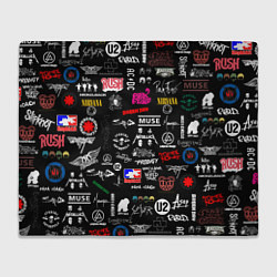 Плед флисовый ЛОГОТИПЫ РОК ГРУПП, цвет: 3D-велсофт