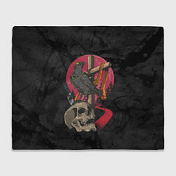 Плед флисовый Ворона и череп, цвет: 3D-велсофт