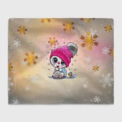 Плед флисовый Новогодний кот, цвет: 3D-велсофт