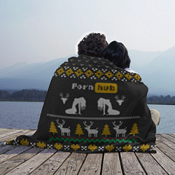 Плед флисовый Pornhub свитер с оленями, цвет: 3D-велсофт — фото 2