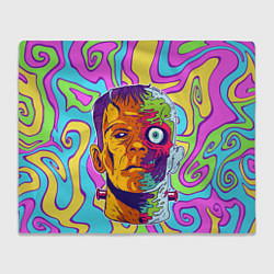 Плед флисовый Психоделический Франкенштейн, цвет: 3D-велсофт