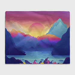 Плед флисовый Красочные Горы, цвет: 3D-велсофт