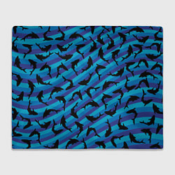 Плед флисовый Черные акулы паттерн, цвет: 3D-велсофт