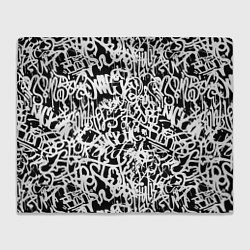 Плед флисовый Graffiti white on black, цвет: 3D-велсофт