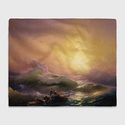 Плед флисовый Шторм в море девятый вал, цвет: 3D-велсофт
