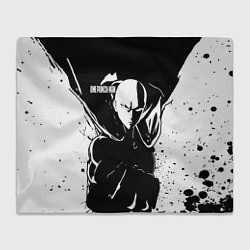 Плед флисовый Черно-белый Сайтама One Punch-Man, цвет: 3D-велсофт