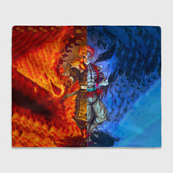 Плед флисовый Аказа и Ренгоку противостояние клинок рассекающий, цвет: 3D-велсофт