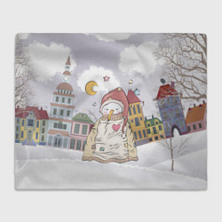 Плед флисовый Одинокий снеговик, цвет: 3D-велсофт