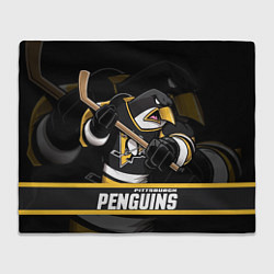Плед флисовый Питтсбург Пингвинз, Pittsburgh Penguins, цвет: 3D-велсофт
