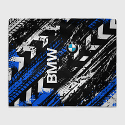 Плед флисовый BMW следы от шин, цвет: 3D-велсофт