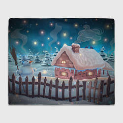 Плед флисовый Домик в деревне, цвет: 3D-велсофт