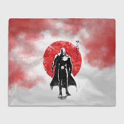 Плед флисовый Сайтама красный дым One Punch-Man, цвет: 3D-велсофт