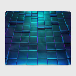 Плед флисовый 3D квадраты неоновые, цвет: 3D-велсофт