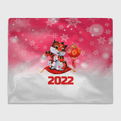 Плед флисовый Китайский тигр 2022 Новый год, цвет: 3D-велсофт