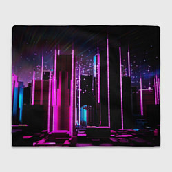 Плед флисовый Ночной город в киберпанке, цвет: 3D-велсофт