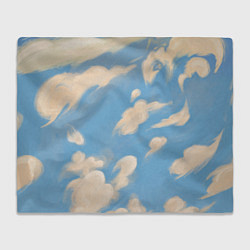 Плед флисовый Рисунок голубого неба с облаками маслом, цвет: 3D-велсофт