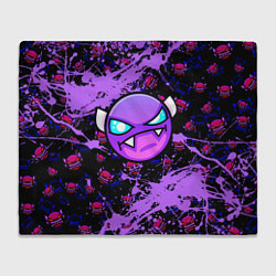 Плед флисовый Геометри Дэш фиолетовый Geometry Dash, цвет: 3D-велсофт