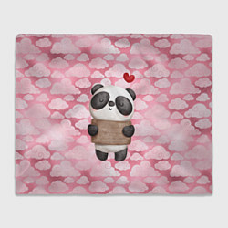 Плед флисовый Панда с сердечком love, цвет: 3D-велсофт