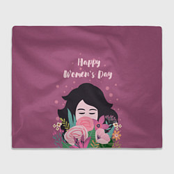 Плед флисовый Happy Womens Day, цвет: 3D-велсофт