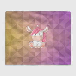Плед флисовый Единорог с розовыми волосами, цвет: 3D-велсофт
