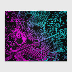 Плед флисовый НЕОНОВЫЕ ДРАКОНЫ NEON DRAGON БРЫЗГИ КРАСОК, цвет: 3D-велсофт
