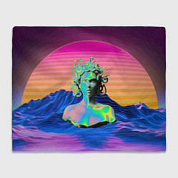 Плед флисовый Gorgon Medusa Vaporwave Neon Mountains, цвет: 3D-велсофт