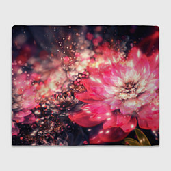Плед флисовый Нежные цветы и блестки, цвет: 3D-велсофт