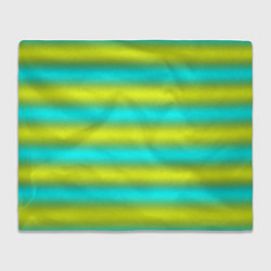 Плед флисовый Бирюзово-желтые неоновые полосы, цвет: 3D-велсофт