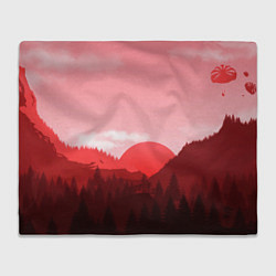 Плед флисовый Закат в горах в розовых тонах, цвет: 3D-велсофт