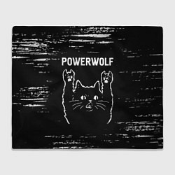 Плед флисовый Группа Powerwolf и Рок Кот, цвет: 3D-велсофт