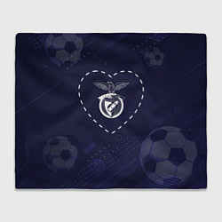 Плед Лого Benfica в сердечке на фоне мячей