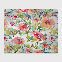 Плед флисовый Floral pattern Watercolour Summer, цвет: 3D-велсофт