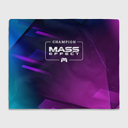 Плед флисовый Mass Effect Gaming Champion: рамка с лого и джойст, цвет: 3D-велсофт