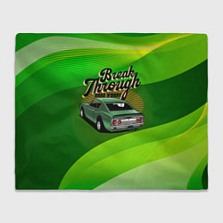 Плед флисовый Retro зеленый ретро-автомобиль, цвет: 3D-велсофт