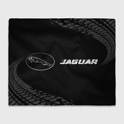 Плед флисовый Jaguar Speed на темном фоне со следами шин, цвет: 3D-велсофт