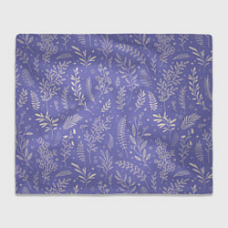 Плед флисовый Цветы и Листья На Фиолетовом Фоне, цвет: 3D-велсофт