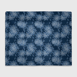 Плед флисовый Темно-синий цветочный узор pattern, цвет: 3D-велсофт