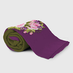 Плед флисовый Нежные Розы на темном фоне, цвет: 3D-велсофт — фото 2