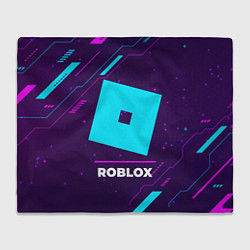 Плед флисовый Символ Roblox в неоновых цветах на темном фоне, цвет: 3D-велсофт