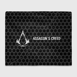 Плед флисовый Assassins Creed Logo Glitch на темном фоне, цвет: 3D-велсофт