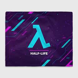 Плед флисовый Символ Half-Life в неоновых цветах на темном фоне, цвет: 3D-велсофт