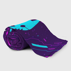 Плед флисовый Символ Stray в неоновых цветах на темном фоне, цвет: 3D-велсофт — фото 2