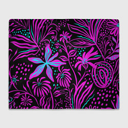 Плед флисовый Purple flowers pattern, цвет: 3D-велсофт