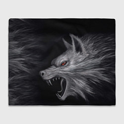 Плед флисовый Агрессивный волк, цвет: 3D-велсофт